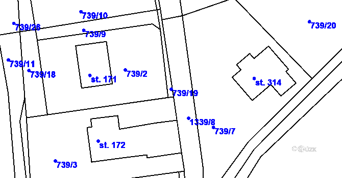 Parcela st. 739/19 v KÚ Radešínská Svratka, Katastrální mapa