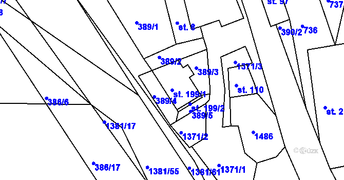Parcela st. 199/1 v KÚ Radešínská Svratka, Katastrální mapa