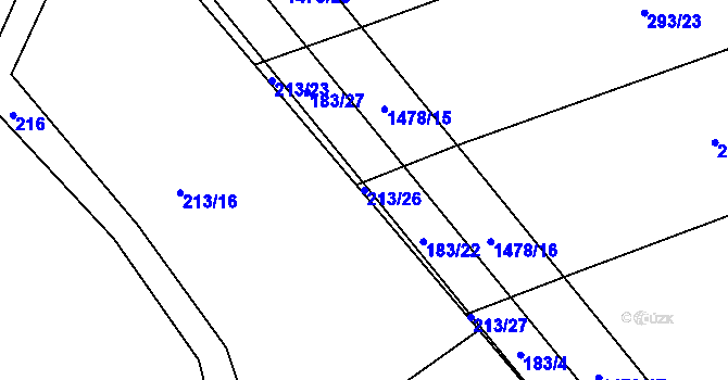 Parcela st. 213/26 v KÚ Radešínská Svratka, Katastrální mapa