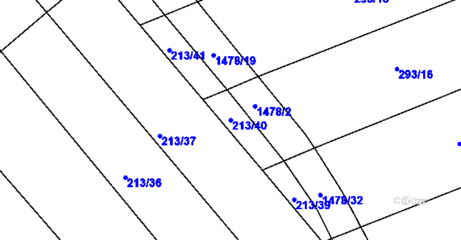 Parcela st. 213/40 v KÚ Radešínská Svratka, Katastrální mapa