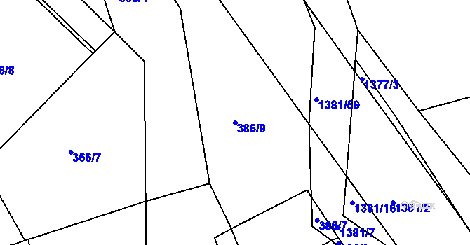 Parcela st. 386/9 v KÚ Radešínská Svratka, Katastrální mapa