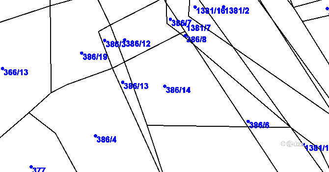 Parcela st. 386/14 v KÚ Radešínská Svratka, Katastrální mapa