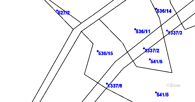 Parcela st. 536/15 v KÚ Radešínská Svratka, Katastrální mapa