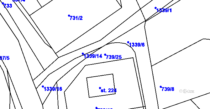 Parcela st. 739/25 v KÚ Radešínská Svratka, Katastrální mapa