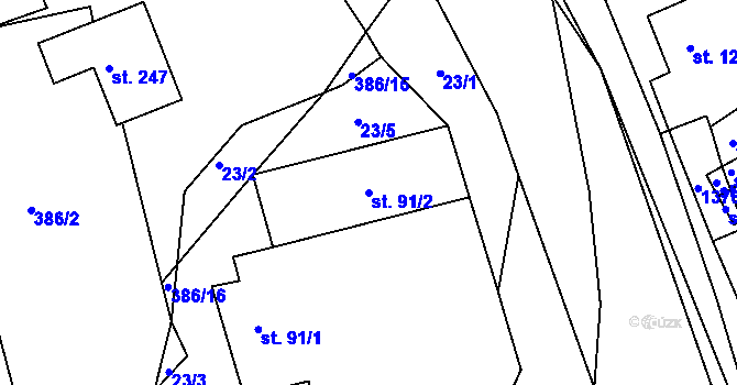 Parcela st. 91/2 v KÚ Radešínská Svratka, Katastrální mapa