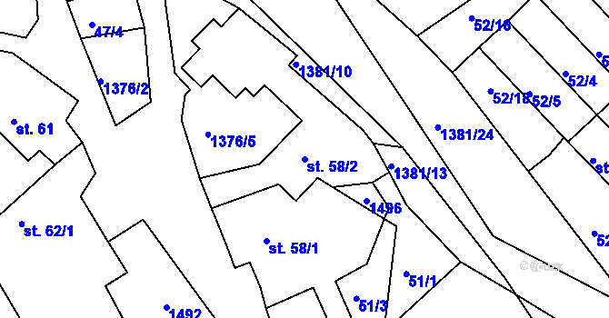 Parcela st. 58/2 v KÚ Radešínská Svratka, Katastrální mapa