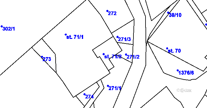 Parcela st. 71/2 v KÚ Radešínská Svratka, Katastrální mapa