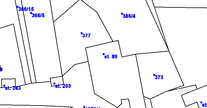 Parcela st. 89 v KÚ Radešínská Svratka, Katastrální mapa