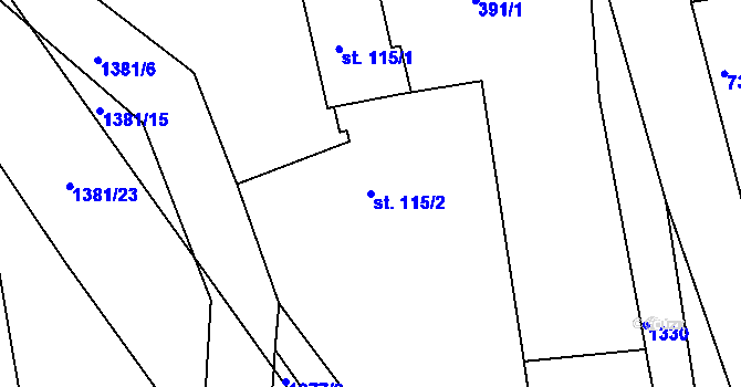 Parcela st. 115/2 v KÚ Radešínská Svratka, Katastrální mapa