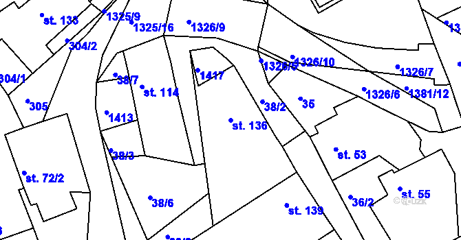 Parcela st. 136 v KÚ Radešínská Svratka, Katastrální mapa
