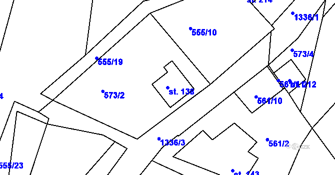 Parcela st. 138 v KÚ Radešínská Svratka, Katastrální mapa