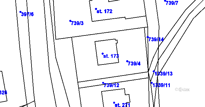 Parcela st. 173 v KÚ Radešínská Svratka, Katastrální mapa
