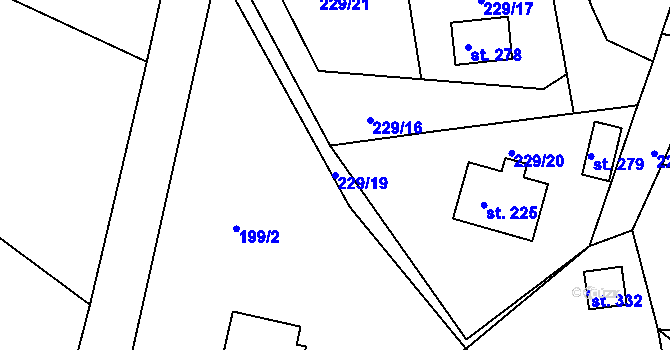 Parcela st. 229/19 v KÚ Radešínská Svratka, Katastrální mapa