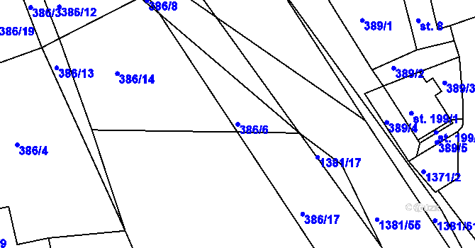 Parcela st. 386/6 v KÚ Radešínská Svratka, Katastrální mapa