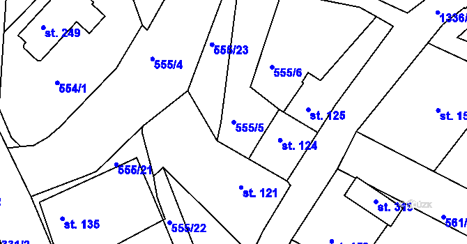 Parcela st. 555/5 v KÚ Radešínská Svratka, Katastrální mapa
