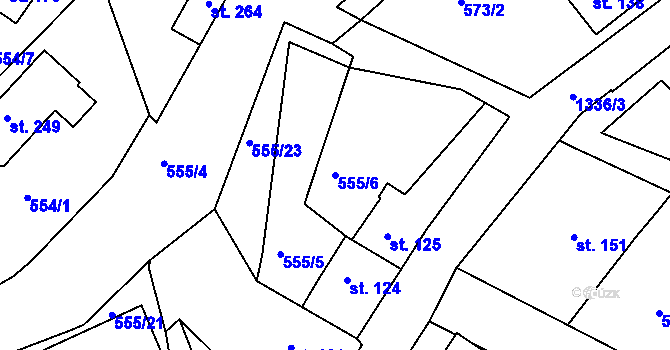 Parcela st. 555/6 v KÚ Radešínská Svratka, Katastrální mapa