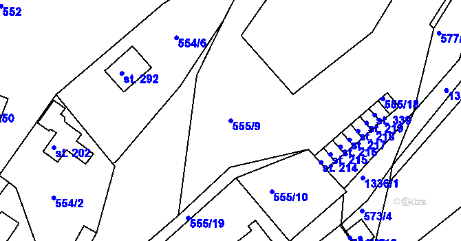 Parcela st. 555/9 v KÚ Radešínská Svratka, Katastrální mapa
