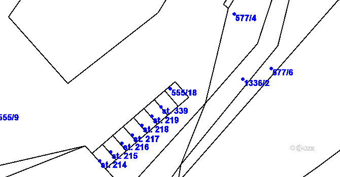 Parcela st. 555/18 v KÚ Radešínská Svratka, Katastrální mapa