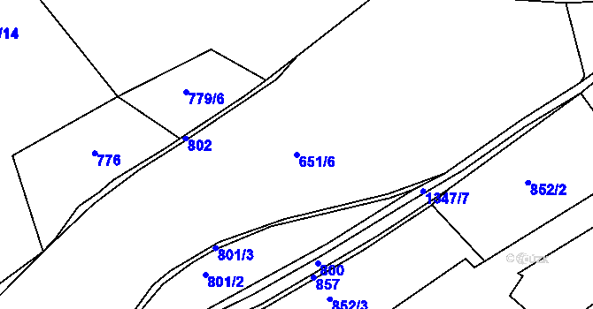 Parcela st. 651/6 v KÚ Radešínská Svratka, Katastrální mapa