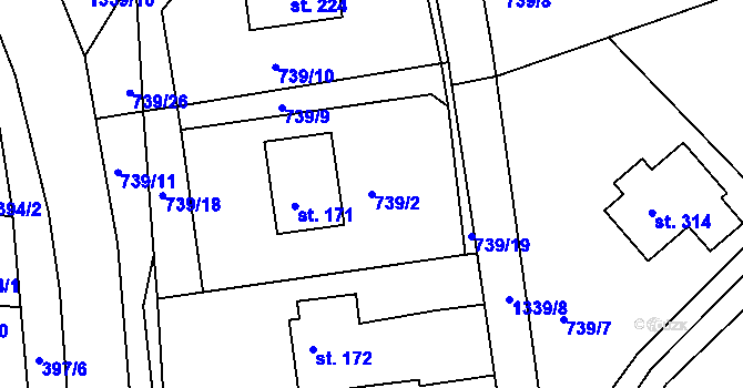 Parcela st. 739/2 v KÚ Radešínská Svratka, Katastrální mapa