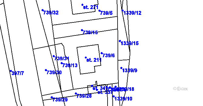 Parcela st. 739/6 v KÚ Radešínská Svratka, Katastrální mapa