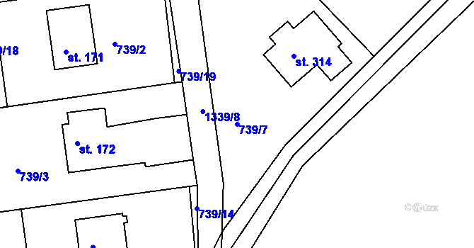 Parcela st. 739/7 v KÚ Radešínská Svratka, Katastrální mapa