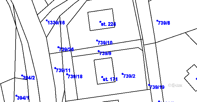 Parcela st. 739/9 v KÚ Radešínská Svratka, Katastrální mapa