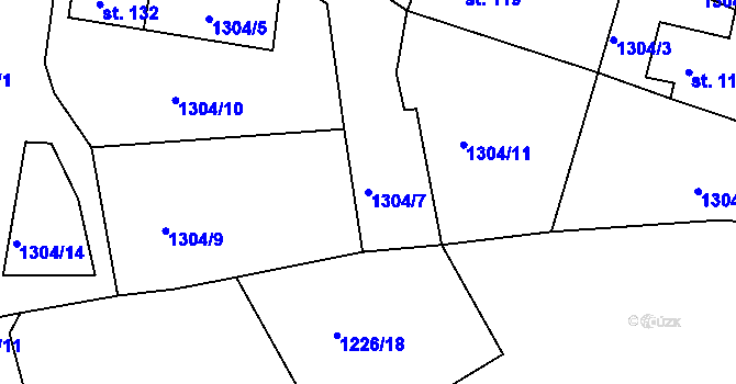 Parcela st. 1304/7 v KÚ Radešínská Svratka, Katastrální mapa