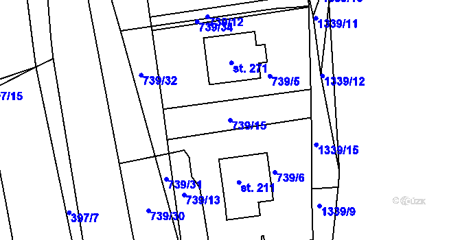 Parcela st. 739/15 v KÚ Radešínská Svratka, Katastrální mapa