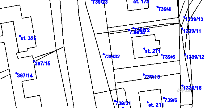 Parcela st. 739/32 v KÚ Radešínská Svratka, Katastrální mapa