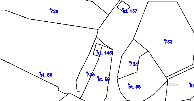 Parcela st. 145 v KÚ Radětice, Katastrální mapa