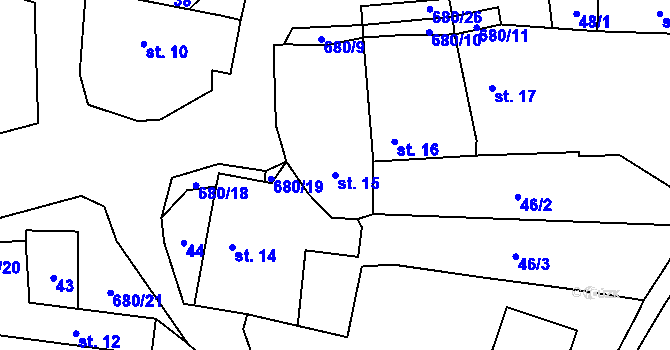 Parcela st. 15 v KÚ Radětice, Katastrální mapa