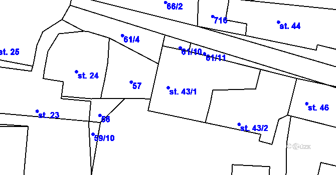 Parcela st. 43/1 v KÚ Radětice, Katastrální mapa