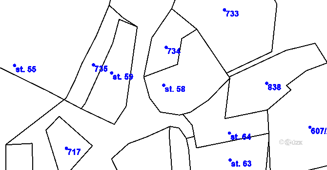 Parcela st. 58 v KÚ Radětice, Katastrální mapa