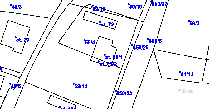 Parcela st. 69/1 v KÚ Radětice, Katastrální mapa