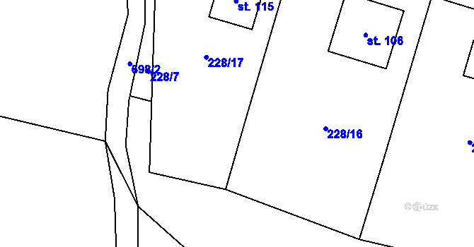 Parcela st. 228/18 v KÚ Radětice, Katastrální mapa