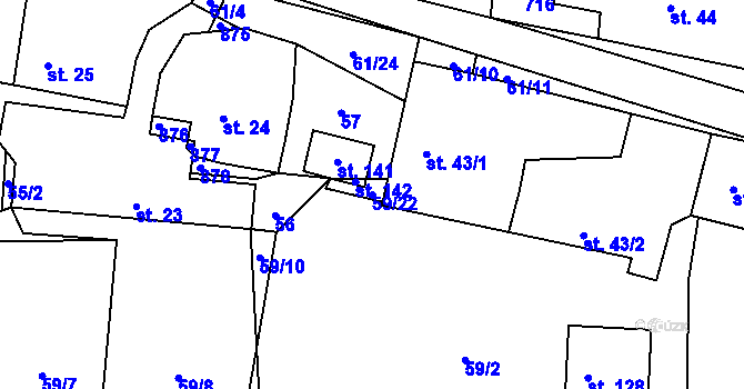 Parcela st. 59/22 v KÚ Radětice, Katastrální mapa