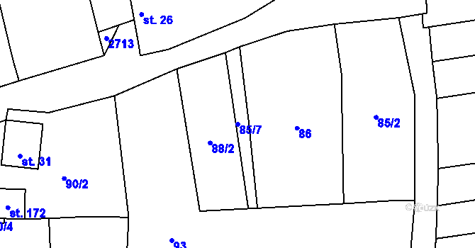 Parcela st. 85/7 v KÚ Radětice u Bechyně, Katastrální mapa