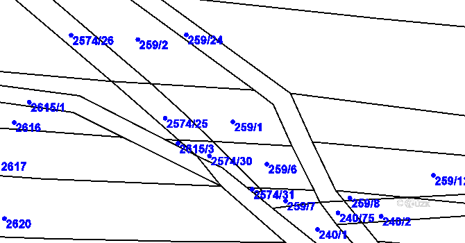 Parcela st. 259/1 v KÚ Radětice u Bechyně, Katastrální mapa