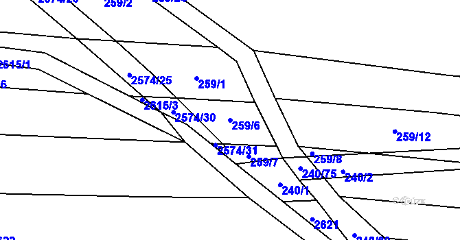 Parcela st. 259/6 v KÚ Radětice u Bechyně, Katastrální mapa