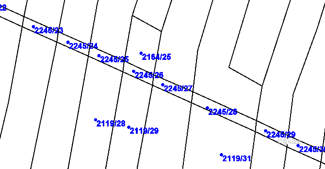 Parcela st. 2245/27 v KÚ Radětice u Bechyně, Katastrální mapa