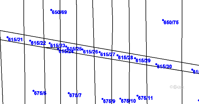 Parcela st. 615/27 v KÚ Radětice u Bechyně, Katastrální mapa