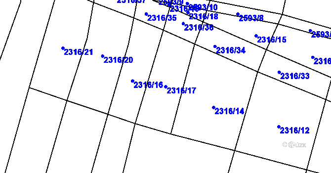 Parcela st. 2316/17 v KÚ Radětice u Bechyně, Katastrální mapa