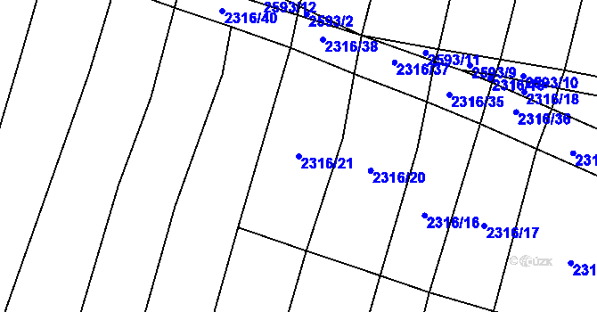 Parcela st. 2316/21 v KÚ Radětice u Bechyně, Katastrální mapa