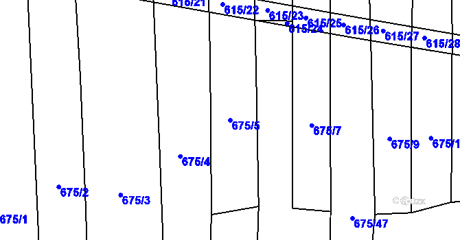 Parcela st. 675/5 v KÚ Radětice u Bechyně, Katastrální mapa