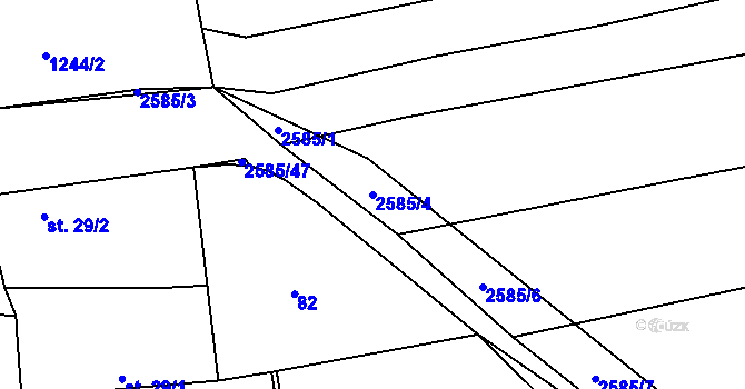 Parcela st. 2585/4 v KÚ Radětice u Bechyně, Katastrální mapa