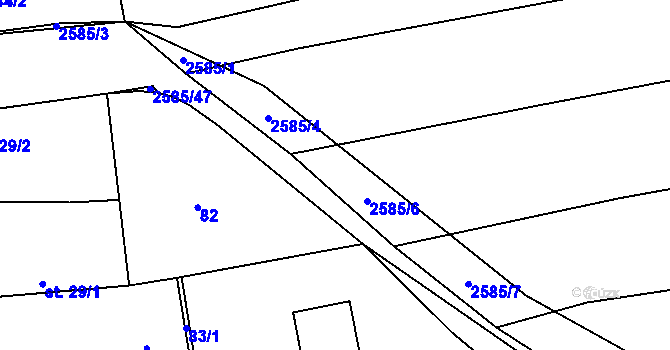 Parcela st. 2585/5 v KÚ Radětice u Bechyně, Katastrální mapa