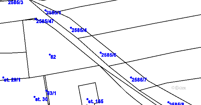 Parcela st. 2585/6 v KÚ Radětice u Bechyně, Katastrální mapa