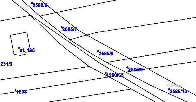 Parcela st. 2585/8 v KÚ Radětice u Bechyně, Katastrální mapa