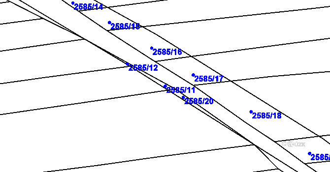Parcela st. 2585/11 v KÚ Radětice u Bechyně, Katastrální mapa